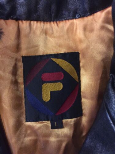 Giacca ecopelle vintage Fila goffrata hip hop anni 90 rara grande logo L - Foto 6 di 12