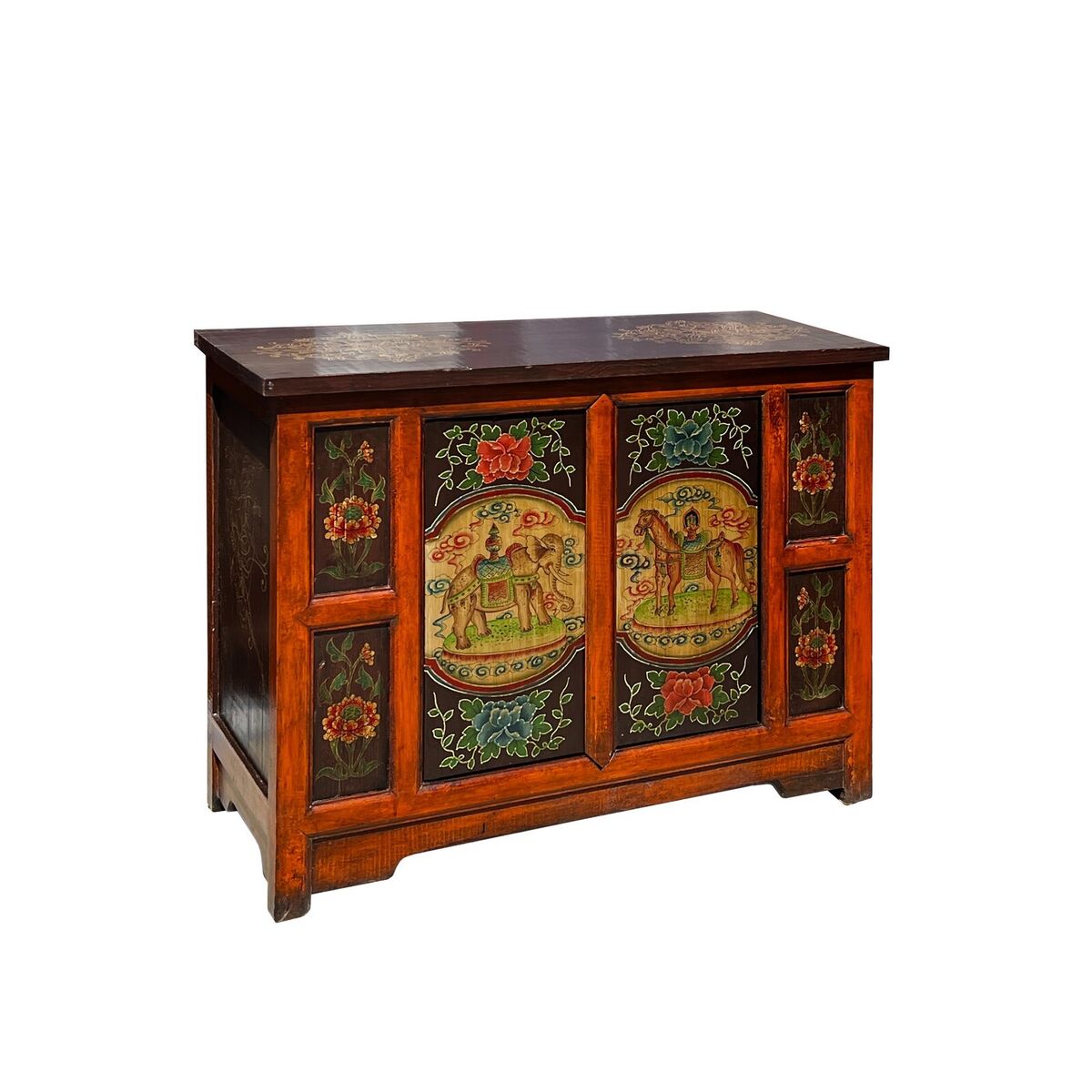 Chinese Orange Tibetan Elephant Horse Sideboard Console Table Cabinet cs7610S Chinese Orange Tibetan Elephant Horse Sideboard Console Table Cabinet cs7610S