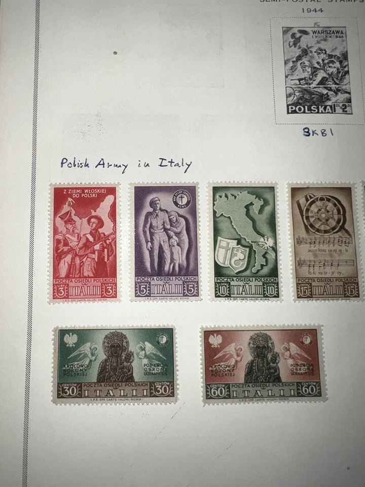 1946 WW2, Polish 2nd Corps Stamps, 4 Freedoms w/ Franklin Roosevelt Ovpt, MNH,OG - Image 4 of 4