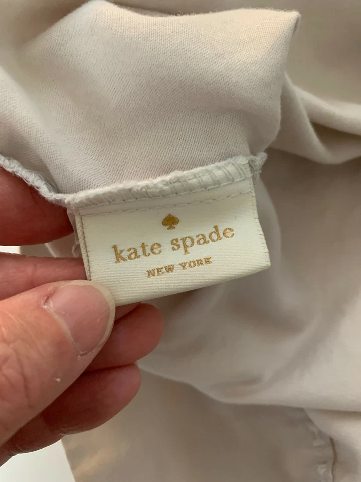 KATE SPADE Beige 100% Algodón Bordado Dobladillo KING Funda Almohada Foto 3 de 4