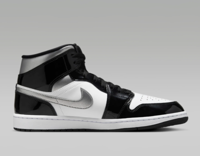 Size 12.5 - Air Jordan 1 SE Mid Black White Metallic Silver for