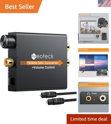 High-Grade Aluminum DAC Converter with Volume Control - Digital to Analog Aud...