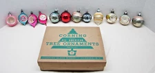 12 Vintage Glass Indent Mica Ball/Teardrop Christmas Ornaments Variety of Brands