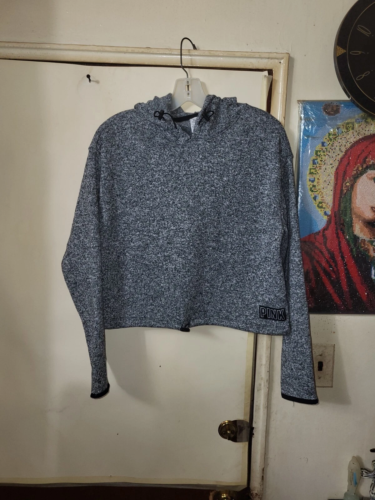 UNDERCOVER Felpa con cappuccio ROSA Victoria's Secret tagliata grigia taglia XS