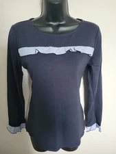 Talbots Navy Blue Ruffle Size Small Excellent Condition 