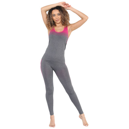 WOMENS GYM WEAR SUIT VEST LEGGINGS SET LADIES ACTIVE WEAR YOGA SPORTS TRACKSUIT - Picture 10 of 15