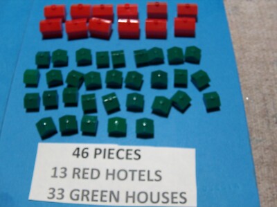 Monopoly HOUSES & HOTELS Red and Green Lot of 46 FREE SHIPPING