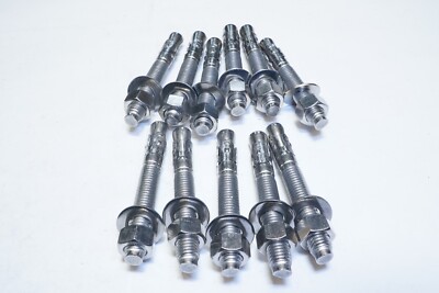 Lot of 11) 5/8'' x 5'' Stainless Steel 304 Wedge Anchor W/Nut & Washer Ships FREE
