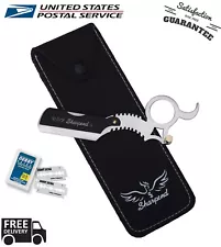 Straight Edge Steel Shaving Razor Steel Handle Folding Knife Barber & 10 Blade