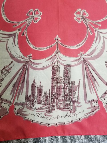 VINTAGE SCENES IN LONDON SCARF 1950s 26" x 26" Buckingham Westminster Piccadilly - Picture 4 of 10