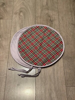 Paar Aga Kochfeld Deckel Matten Abdeckungen mit Riemen Weihnachten Küche rot grau Tartan 