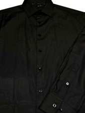 Ben Sherman Mens Button Front Long Sleeve Cotton Poly Black Shirt M 15 15 1/2