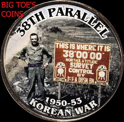 2015-D 38TH PARALLEL STICKER COIN, KENNEDY HALF DOLLAR VERY BEAUTIFUL COIN