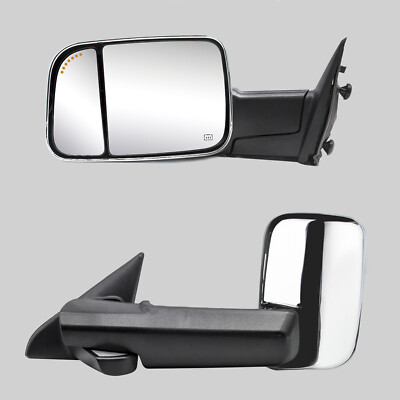 For Dodge RAM 1500-3500 Pair Chrome Power Heated Puddle Signal Light