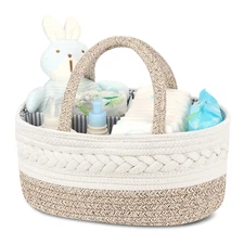 Maliton Diaper Caddy Organizer for Baby, Cotton Rope Baby Gift Basket, Portable