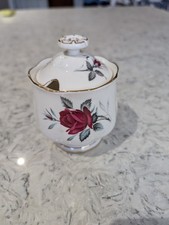 vintage Royal Albert Sweet Romance red Roses Bone China Jam Pot and lid