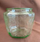 Cookie Jar Green Depression Glass Uranium Anchor Hocking Princess Pattern NO LID