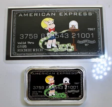 Rare 1 oz. Richie Rich Amex Black .999 Fine Silver Color Hand Enamel Bar w. COA