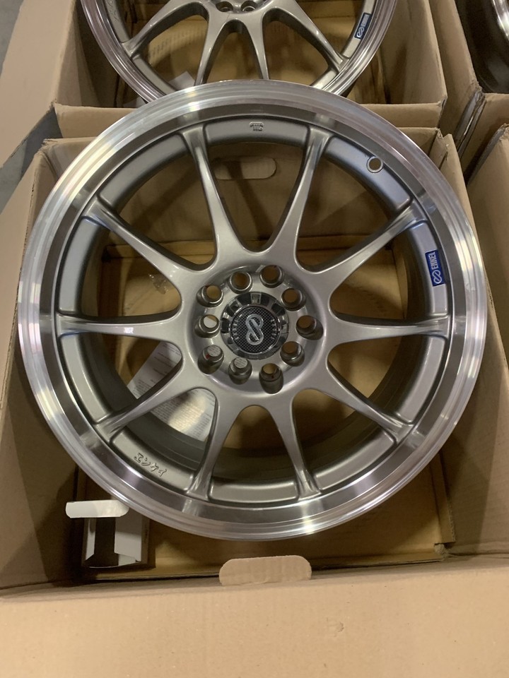 Enkei J10 17x7 5x100/114.3 38mm Offset Dia Matte Black w/ Machined Lip Wheel main image 1