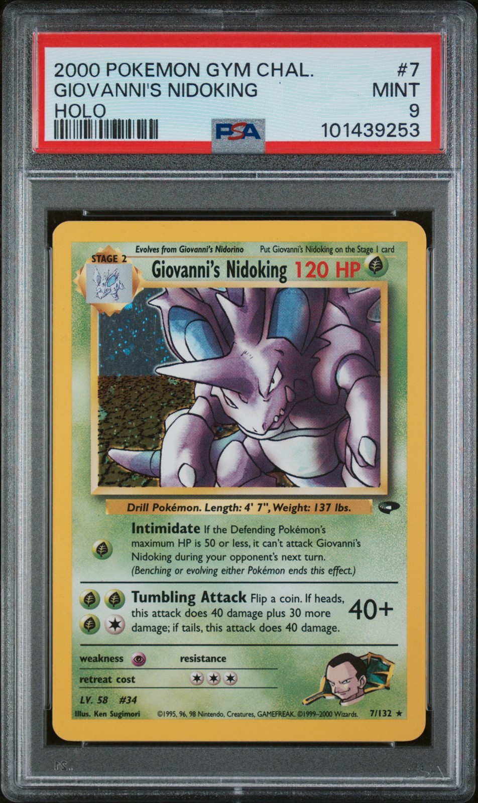 2000 POKEMON GYM CHALLENGE HOLO #7 GIOVANNI'S NIDOKING PSA 9