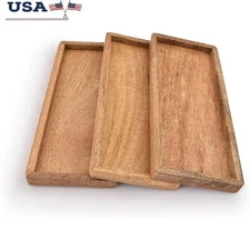 Mango Wood Serving Platters Set of 3 Elegant Food Trays Party BBQ Appetizers New