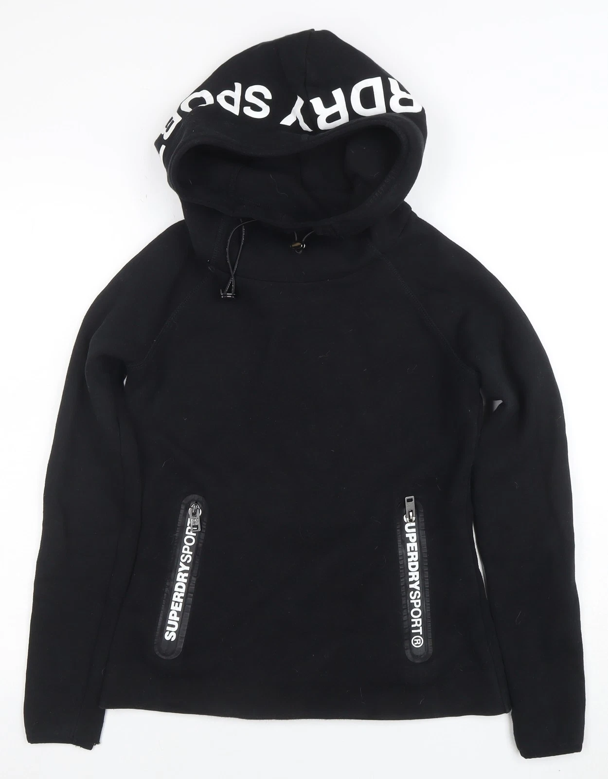 Superdry Sport Womens Black XS Pullover Hoodie Drawstring Pockets
