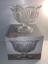 NEW DUBLIN SHANNON CRYSTAL FOOTED TRIFLE BOWL 10" DIAMETER IN BOX - PERFECT!!!