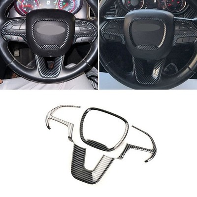 Carbon Texture Steering Wheel Panel Cover For Dodge Charger Challenger 2015-2022