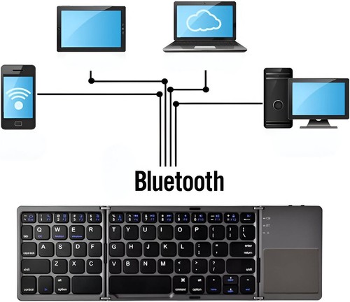 New Ultra Premium B033 Triple Foldable Bluetooth Keyboard With Touchpad - Picture 5 of 12