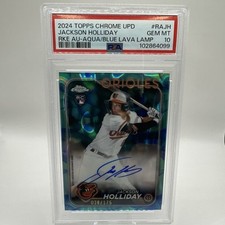 2024 Topps Chrome Update Jackson Holliday Aqua Blue Lava Auto RC /175 PSA 10