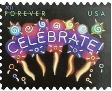 CELEBRATE Neon 1st Class Stamps  20/block