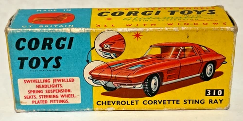 Vintage Corgi Toys Chevrolet Corvette Sting Ray Car #310 BOX ONLY 1963