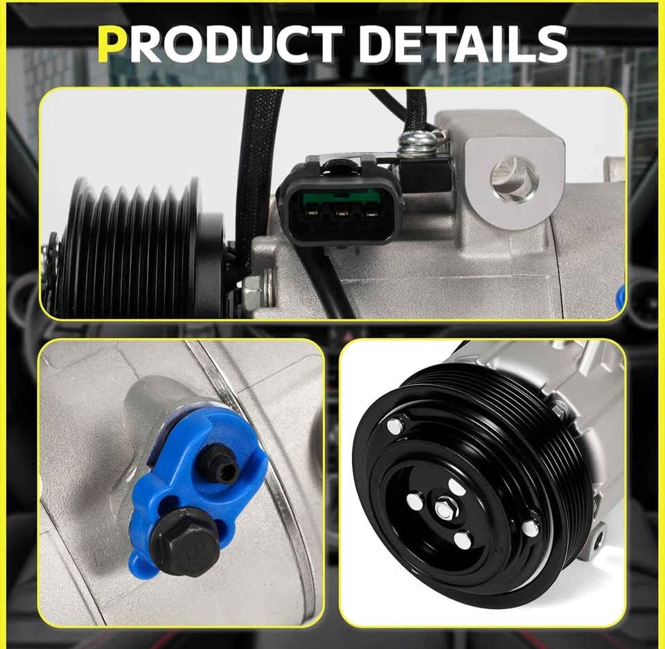 97701M6550 Air Conditioner AC Compressor with Clutch Compatible with Kia Forte 2 - Image 4 of 4