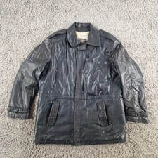 Toff London Jacket Mens Large 42 Black Leather Vintage Shearling
