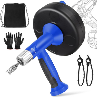 Drain Auger, Plumbing Snake with Drill Adapter, 25FT Flexible Steel Drain Clog R