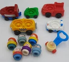 Fisher Price 6 Chunky Little People, 5 Cars & 1 Popper Vintage
