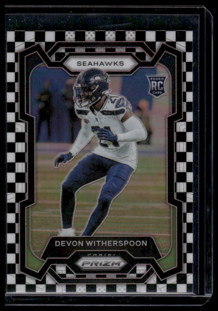 2023 Panini Prizm Devon Witherspoon RC Black and White Checker #389 Seahawks