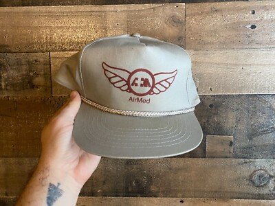 AirMed Snapback Hat VTG Rope Cap Adult Mens Dad 3D Puff Print Air Med Save Lives
