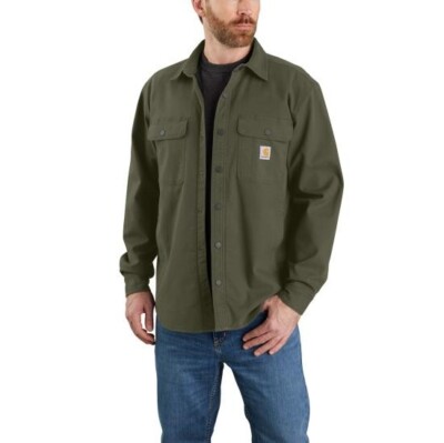 Men's Carhartt Rugged Flex  Relaxed Fit Canvas Fleece-Lined Shirt Jkt - 5 COLORS