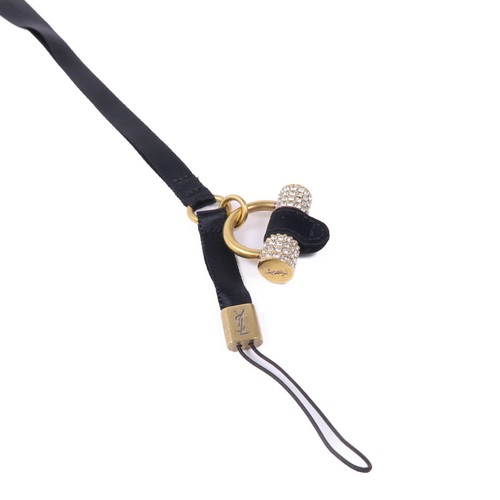 Bracelet téléphone SAINT LAURENT YSL métal doré noir - Photo 5 sur 8