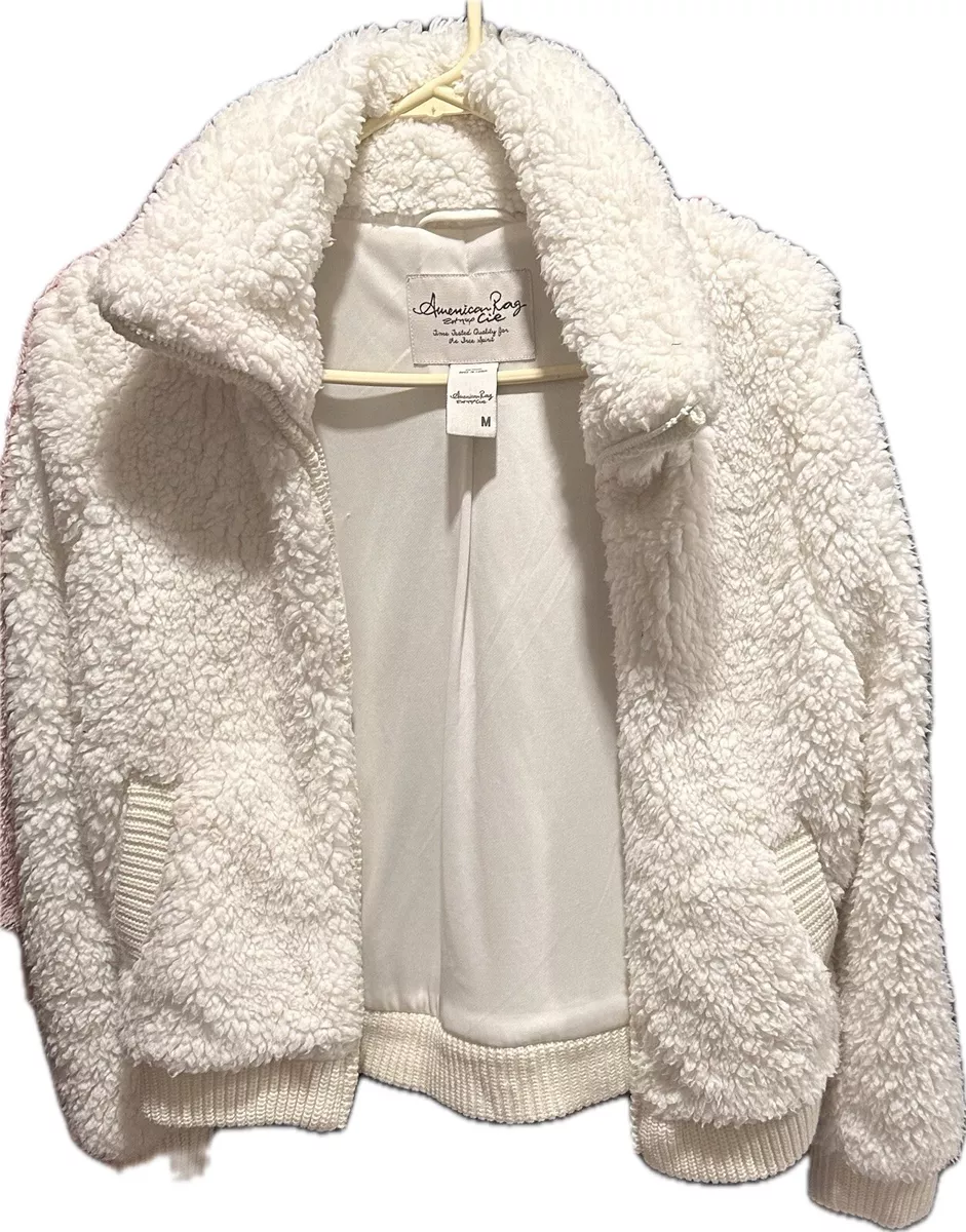 American Rag Cie Women s Faux Fur White Winter Coat Jacket With