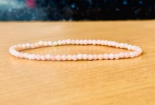 Natural Pink Opal 3MM Faceted Minimilastic Gemstone Stretch Bracelet 7"