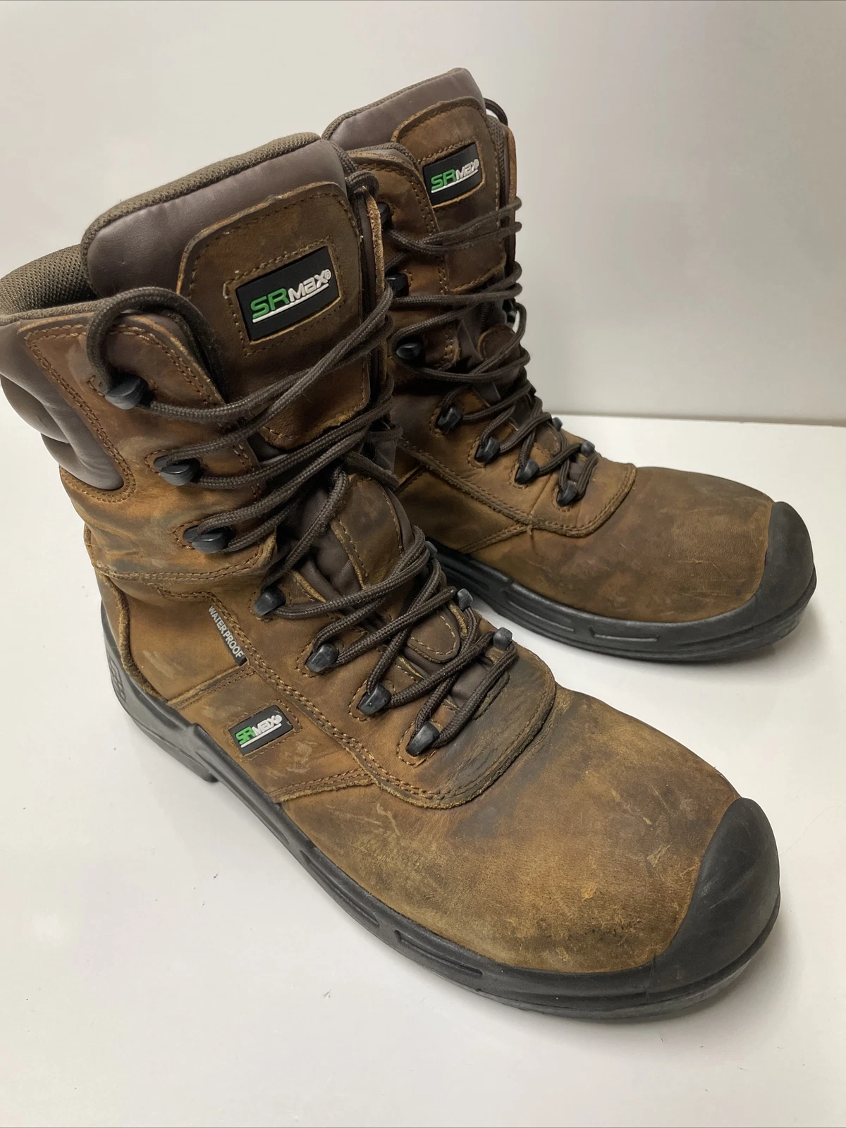 SR Max Safety Toe Waterproof Brown Leather Slip Resistant Work Boots Mens 8
