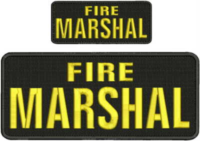 Fire Marshal embroidery patches 4x10 and 2x5 hook gold