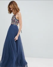 Needle Thread Blue Fairy Fairycore Wedding Guest Embroidered Tulle Maxi Gown 10