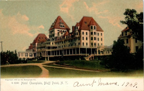 Postal de principios de 1900 UDB NY Hotel Champlain Bluff Point The Rotograph Co Alemania - Imagen 1 de 2