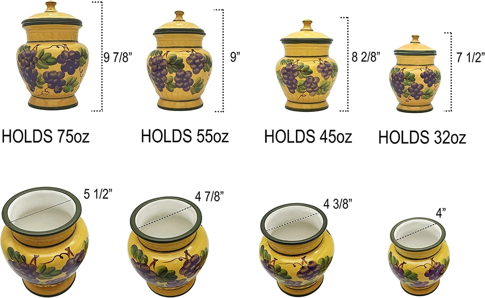 Juego de 4 botes de cerámica uva toscana Foto 2 de 4