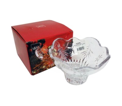 Mikasa FOOTED GLASS BOWL CHRISTMAS NIGHT CELEBRATIONS  Candy Dish 6'' X 4''