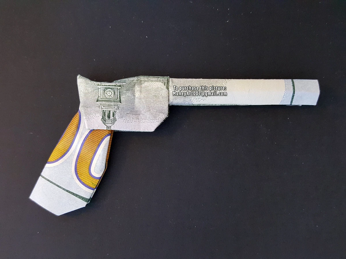 Dollar Origami GUN Made with REAL MONEY Handmade Cash Art Pistol Gift Idea  | eBay