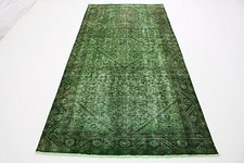 Vintage Orient Teppich overdyed grün edel Antik Look 320x150 handgeknüpft 191041